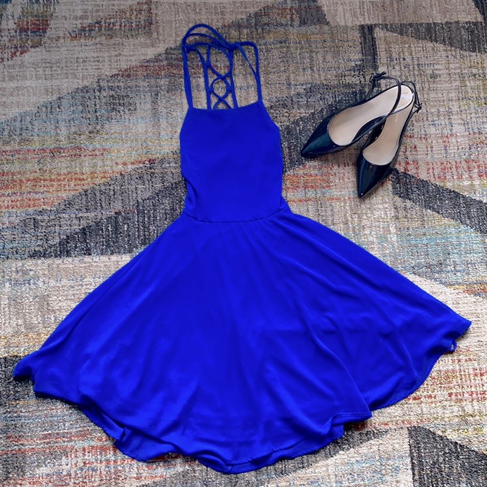Lulu’s Royal Blue Lace Up Dress.